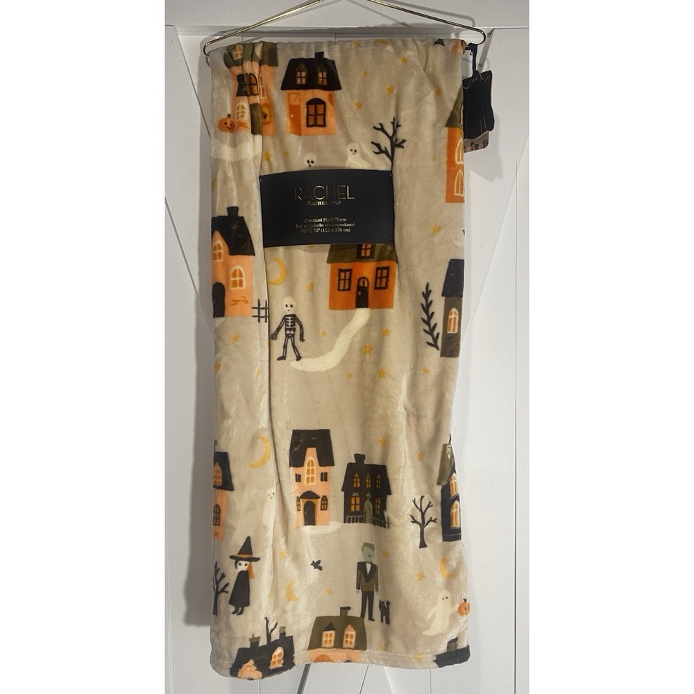Rachel Roy Halloween Haunted House, Ghosts, Skeleton Gothic Plush Throw Blanket